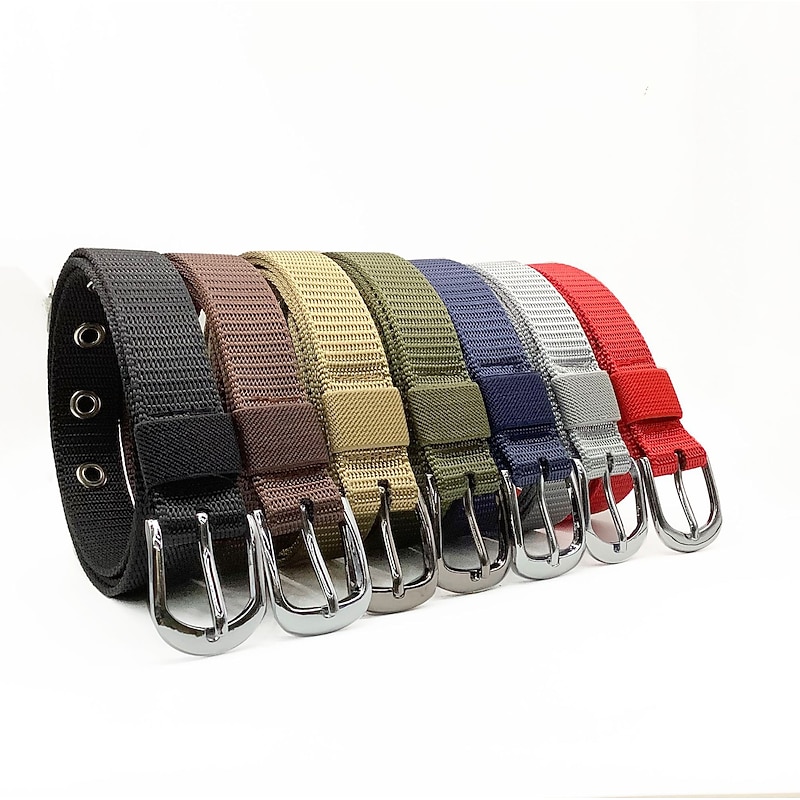 Unisex Tactical Belt Golf Web Belt for Jeans Frame Buckle Black Red Nylon Plain Daily Wear Going out Weekend