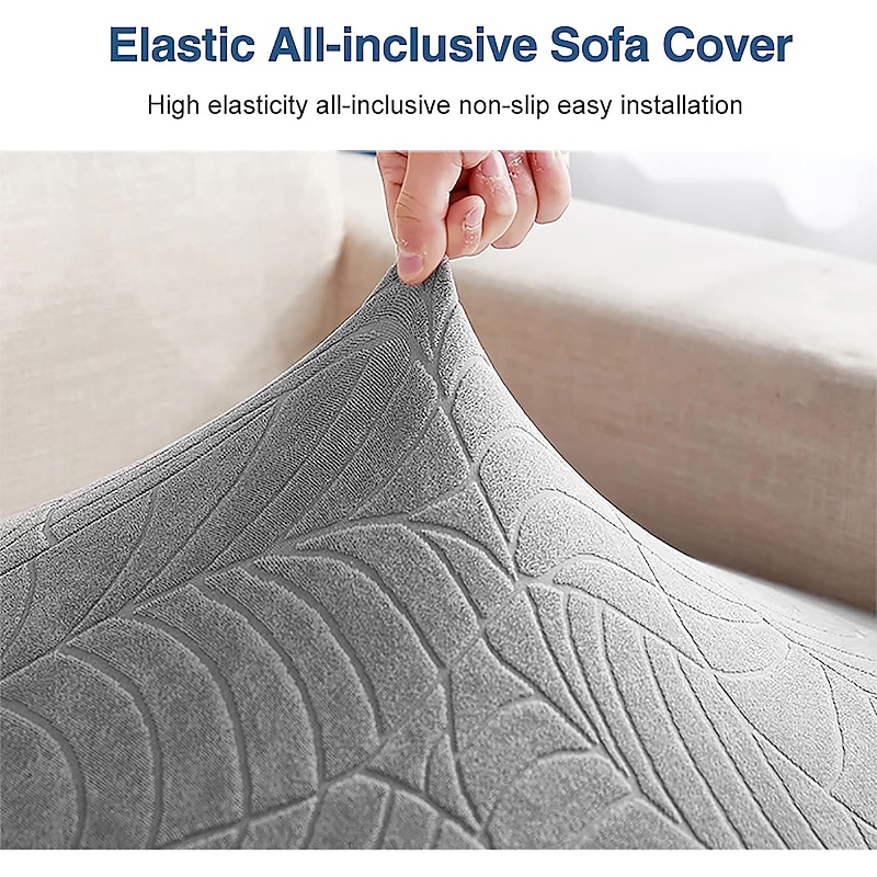 Stretch Water Repellent Sofa Seat Cushion Cover Burgundy Jacquard Slipcover Elastic Couch Armchair Loveseat 4 or 3 Seater Grey Plain Solid Soft Durable Washable3