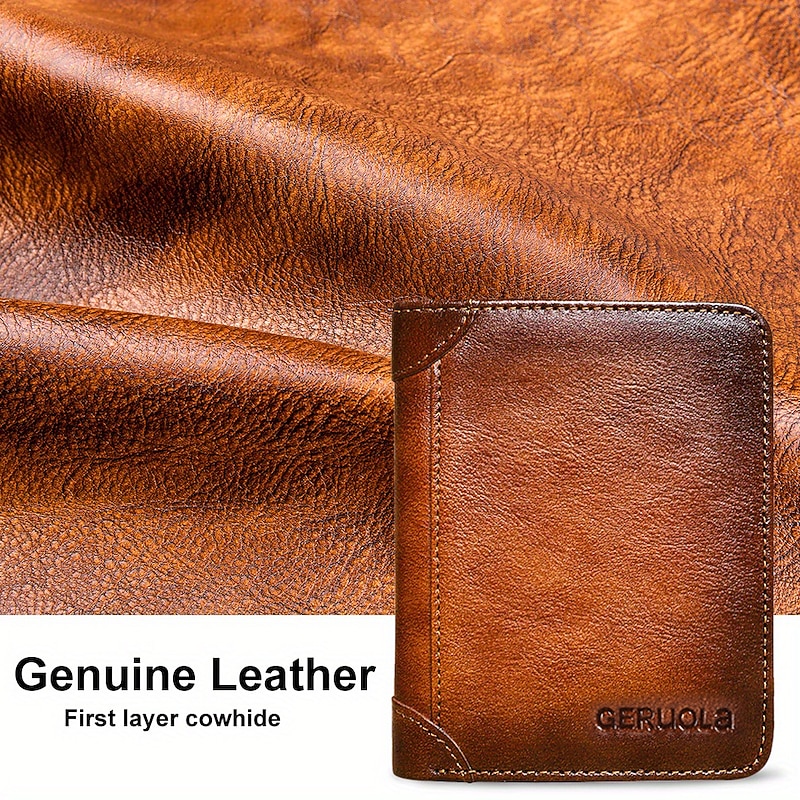 Men's Large Capacity RFID Blocking Cowhide Leather Wallet – Bifold ID Card Holder with Security Protection2
