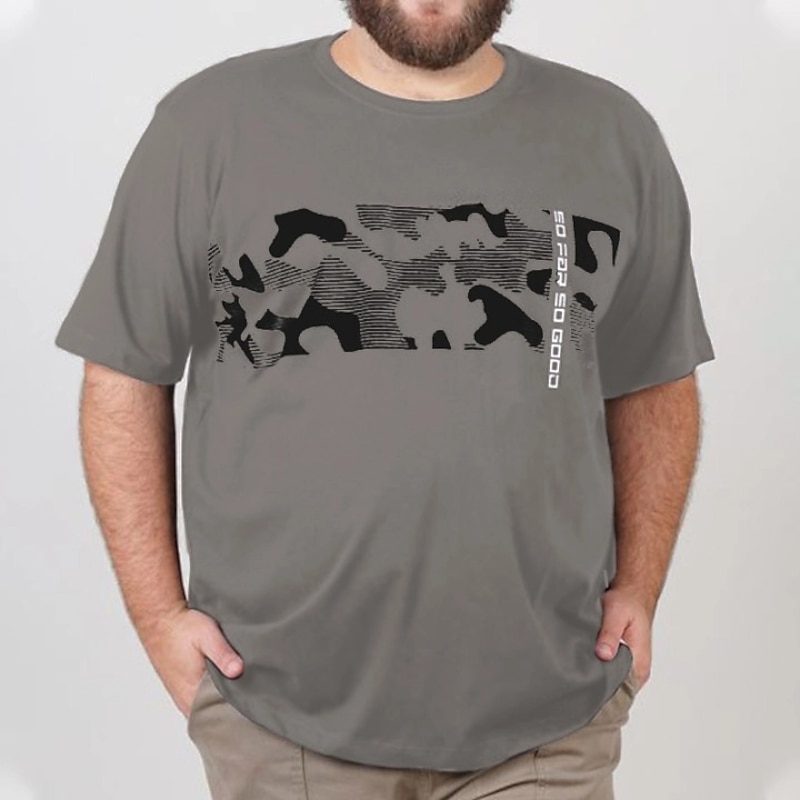 Men's Plus Size Big Tall T shirt Tee Tee Crewneck Black White Navy Blue Short Sleeves Outdoor Going out Print Letter Camo / Camouflage Clothing Apparel Cotton Blend Streetwear Stylish Casual4