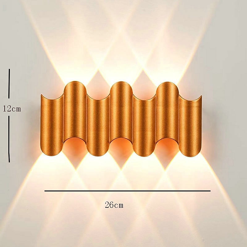 LED Outdoor Wall Lamp Waterproof IP65 3W up/down Lighting Modern Double-Head Curved Wall Sconce Indoor Bedroom Fixture Warm White Light 110-240V4