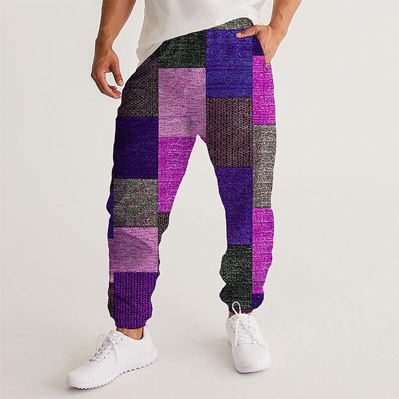Men's Sweatpants Joggers Trousers Drawstring Side Pockets Elastic Waist Lattice Graphic Prints Tartan Comfort Breathable Sports Outdoor Casual Daily Streetwear Stylish Red Blue Micro-elastic4
