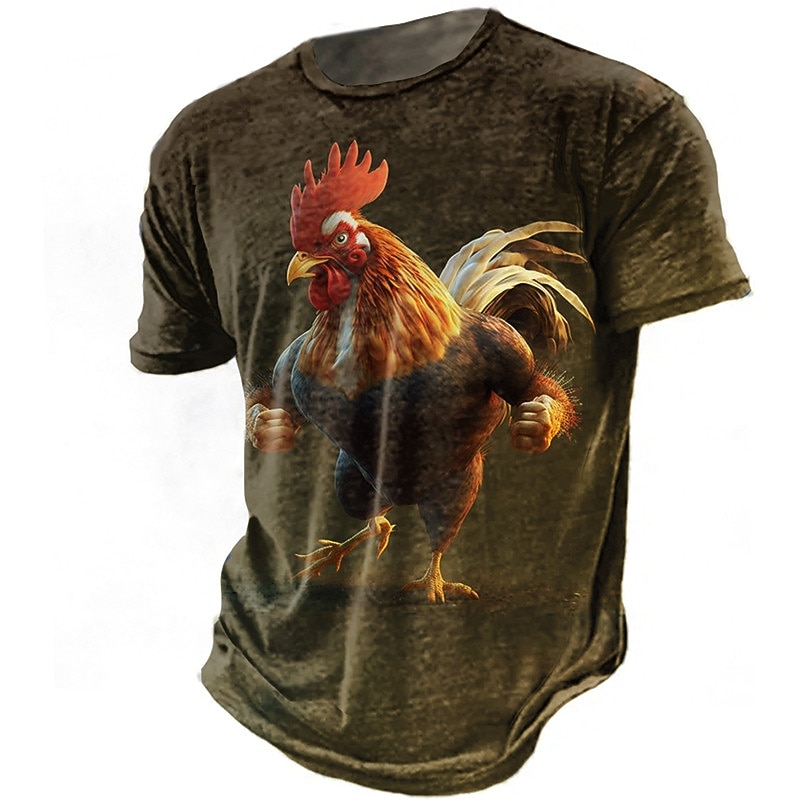 Veterans Day Men's Patriot Patriotic Veteran Graphic Rooster T shirt Funny T Shirts Short Sleeve T shirt 3D Print Crew Neck Shirt Vintage Fashion Designer Outdoor Daily Sports Navy Blue Brown Spring