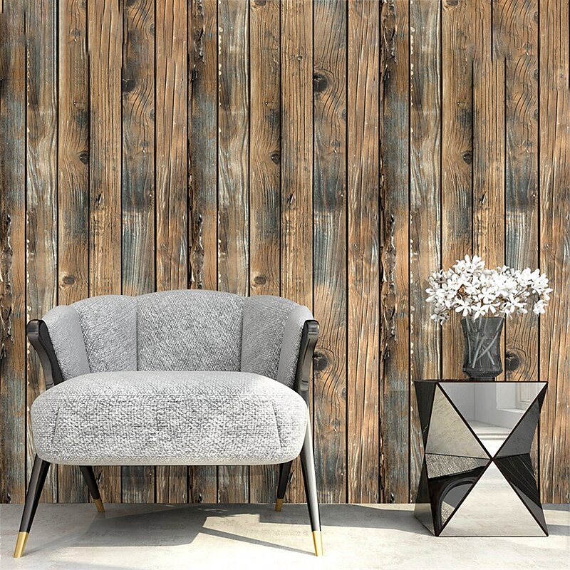Vintage Wallpaper Wall Mural 1pc Thickened Wood Grain Contact Paper, Home Decor PVC Material Self-Adhesive Wallpaper Waterproof Oilproof For Cabinets Tables Home Renovation 45x1000cm(17.7"x393.7")4