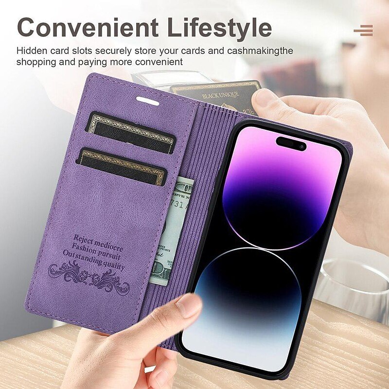 Phone Case For iPhone 17 Pro Max 17 Air 16 15 14 Pro Max Plus 13 12 11 Pro Max Mini Wallet Case Flip Cover with Stand Holder Magnetic Full Body Protective Solid Color TPU PU Leather2