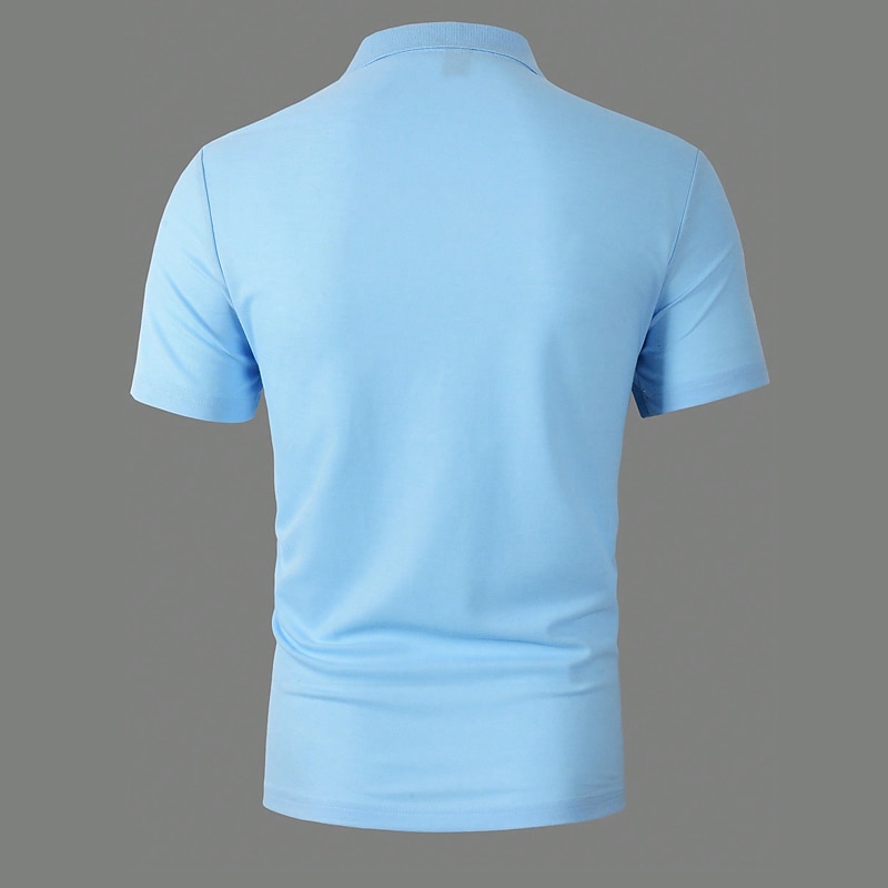 Men's Button Up Polos Polo Shirt Casual Holiday Lapel Short Sleeve Fashion Basic Plain Classic Summer Regular Fit Light Sky Blue Pink Army Green Brown Button Up Polos4