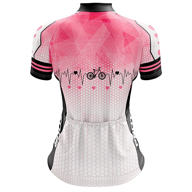 Women's Cycling Jersey Gradient Curve Short Sleeve Bike Jersey Top with 3 Rear Pockets Mountain Bike MTB Road Bike Cycling Quick Dry Reflective Strips Back Pocket Moisture Wicking Sports Black Pink4