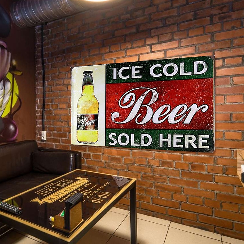 1pc Retro Metal Tin Sign Beer Tin Sign Vintage Bar Club Signs Wall Decor, Painting Wall Hanging for Home Decor Wall Art Metal Tin Sign 20x30cm/8''x12''3