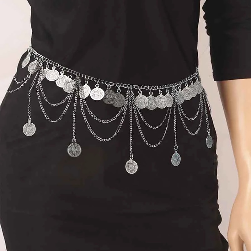 Belly Dance Dance Accessories Belt Metal Chain Gold Coin Silver Coin Women's Performance Training High Alloy3