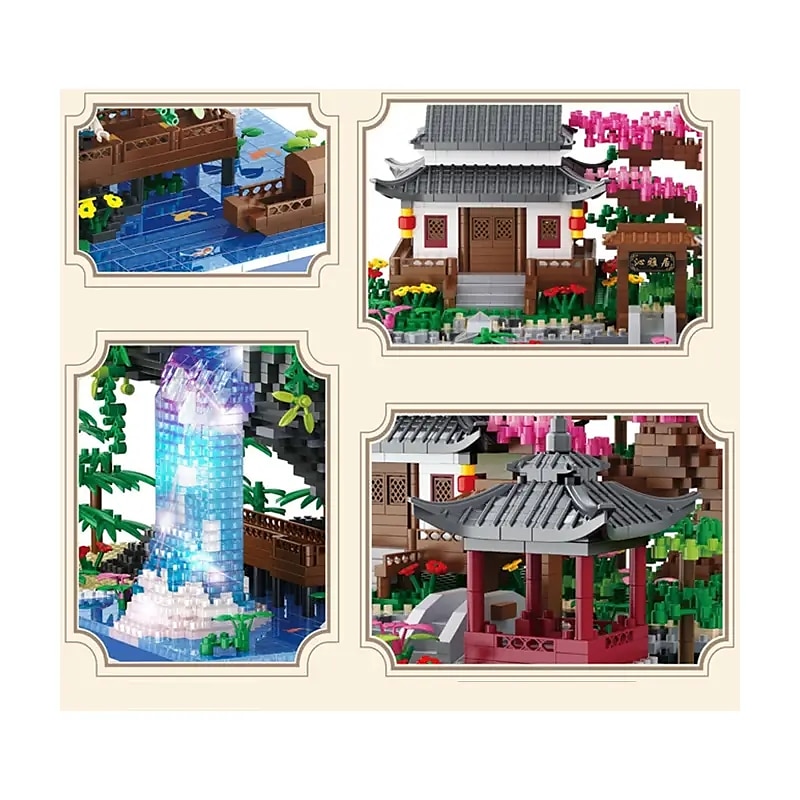 3320pcs Micro Building Blocks Set Diamond Tree House And Waterfall for Christmas Gifts3