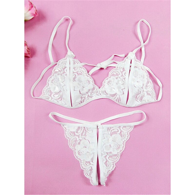 Women's Sexy Lingerie Lingerie Set Pure Color Lovers Hot Home Valentine's Day Bed Lace Breathable Straps Sleeveless Backless Summer Spring Home Outfits4