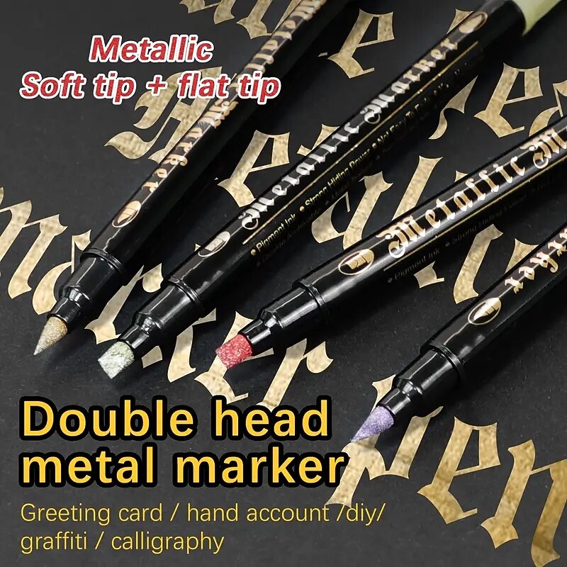 12-24-36 Colors Double-Ended Metal Texture Marker Pen,Perfect For Easter Decoration,Perfect For Easter Decoration2