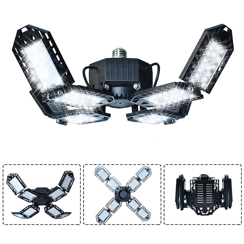 LED Garage Lights Bulb 6/8/10 Panels 200W 20000LM 6500K Led Shop Light with  Deformable Panels Basement Barn Light Garage Ceiling Lights4