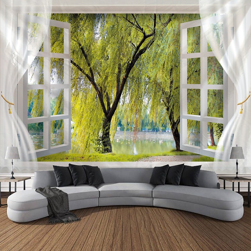 Outside The Window Hanging Tapestry Wall Art Large Tapestry Mural Decor Photograph Backdrop Blanket Curtain Home Bedroom Living Room Decoration