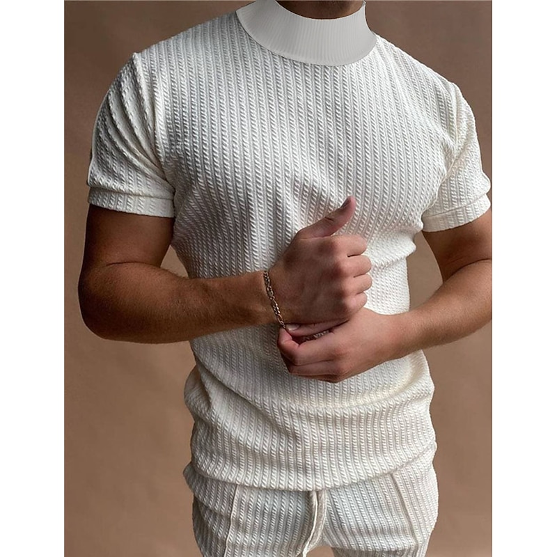 Men's T Shirt Tee Top Short Sleeves Crew Neck Summer Plain Pit Strip Fashion Designer Basic Vacation Street Going out Black White Top Tee for Men3