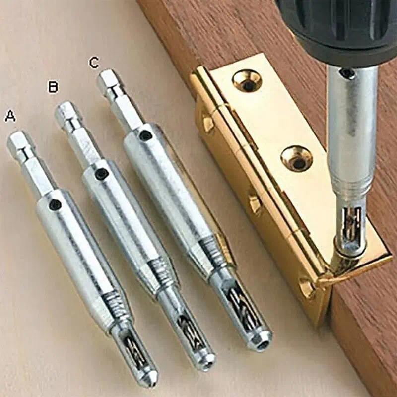 4pcs Self Centering Hinge Drill Bit Set High-speed Steel Woodworking Door Window Hinge Drill Bit Positioning Hole Opener - Main Image