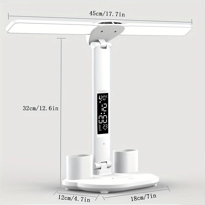 Table Lamp LED Double-headed Multifunction Foldable Touch With Calendar Clock USB Desk Lamp For Bedroom Bedside Reading Light3