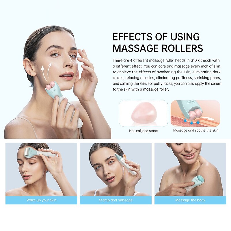 10 In 1 Dermaroller Kit Face Massager Microneedling Derma Rolling System Facial Skincare Jade Ice Roller Beard Hair Growth4