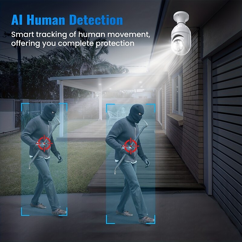 A6 Light Bulb Camera HD Full Color Night Vision Security Surveillance Camera 360 Degree Wireless Wifi Camera E27 Light Bulb Security Camera Human Detection and Human Track2