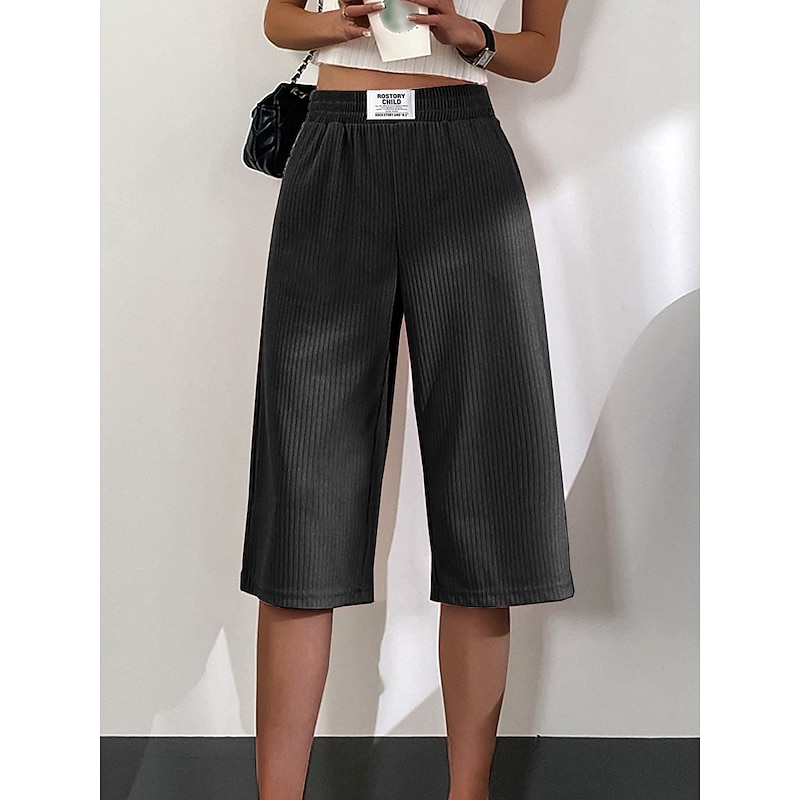 Women's Wide Leg Chinos Baggy Calf-Length Pocket Baggy Pink Fall Winter Micro-elastic High Waist Casual Comfort Vacation Casual Daily Black White M L Summer Spring2