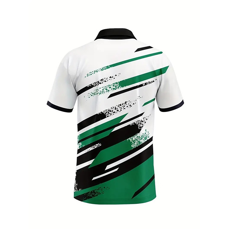 Men's Striped Sports Polo Shirts Golf Shirt Short Sleeve Polo Shirts Collared Shirts Casual Sportswear Vacation Wear Buttons 3D Print Black Red Blue3