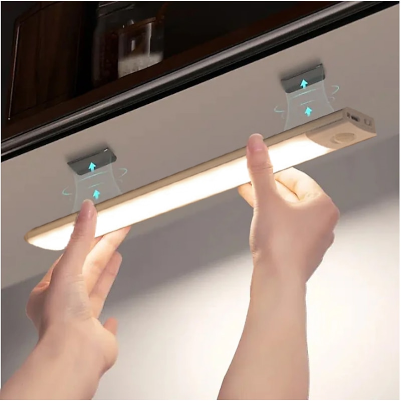 Under Cabinet Lighting, Ultra-Thin Sensor LED Cabinet Lights, Wireless Magnetic, Human Body Induction, Rechargeable, for Cabinets, Wardrobe, 10/20/30/40cm4