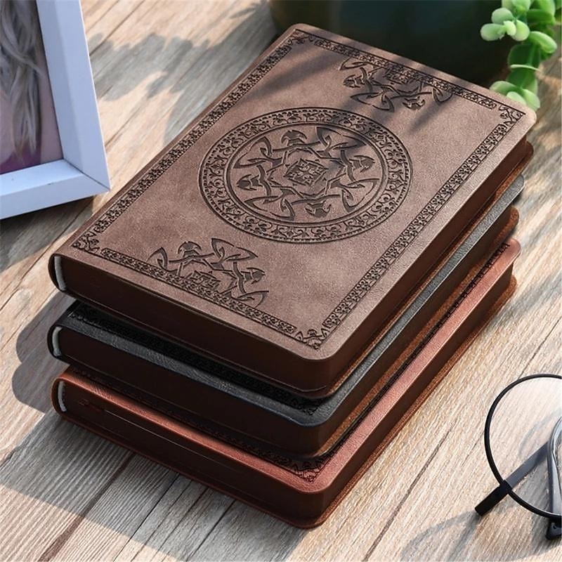 Pocket notepad portable retro pattern pu leather notebook diary notepad stationery gift2