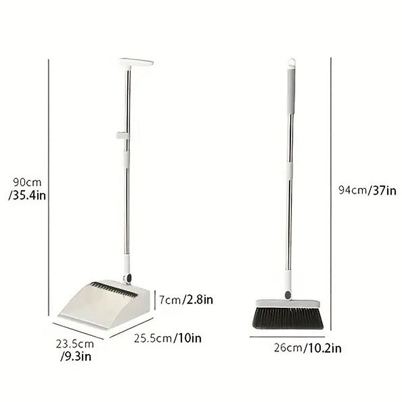 1set/2pcs Broom And Dustpan Set For Home, Upright Dustpan And Broom Combo Set, Sweeping Office Kitchen Wood Floor Pet Hair, Cleaning Supplies For Indoor Housewarming Gift2