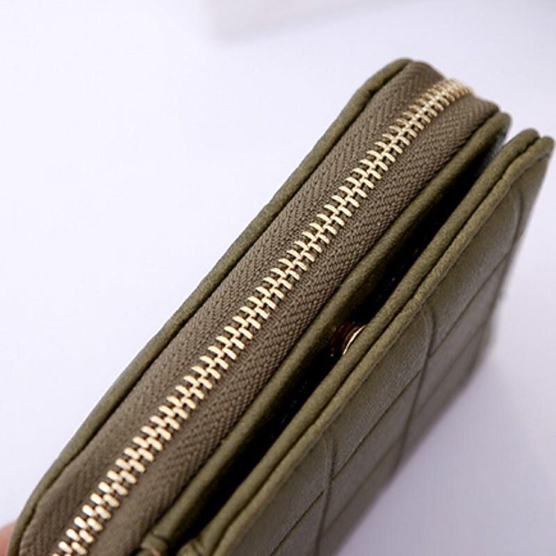 Women PU Leather Short Wallets  Female Plaid Purses Nubuck Card Holder Wallet Small Zipper Wallet with Coin Purse for Women4