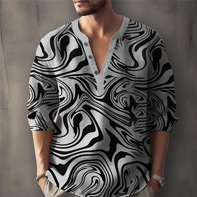 Men's Optical Illusion Geometric Pattern Shirt Button Up Shirt Long Sleeve Fashion Streetwear Designer Outdoor Casual Daily Summer Spring Fall Stand Collar Print Blue Green Khaki Gray4