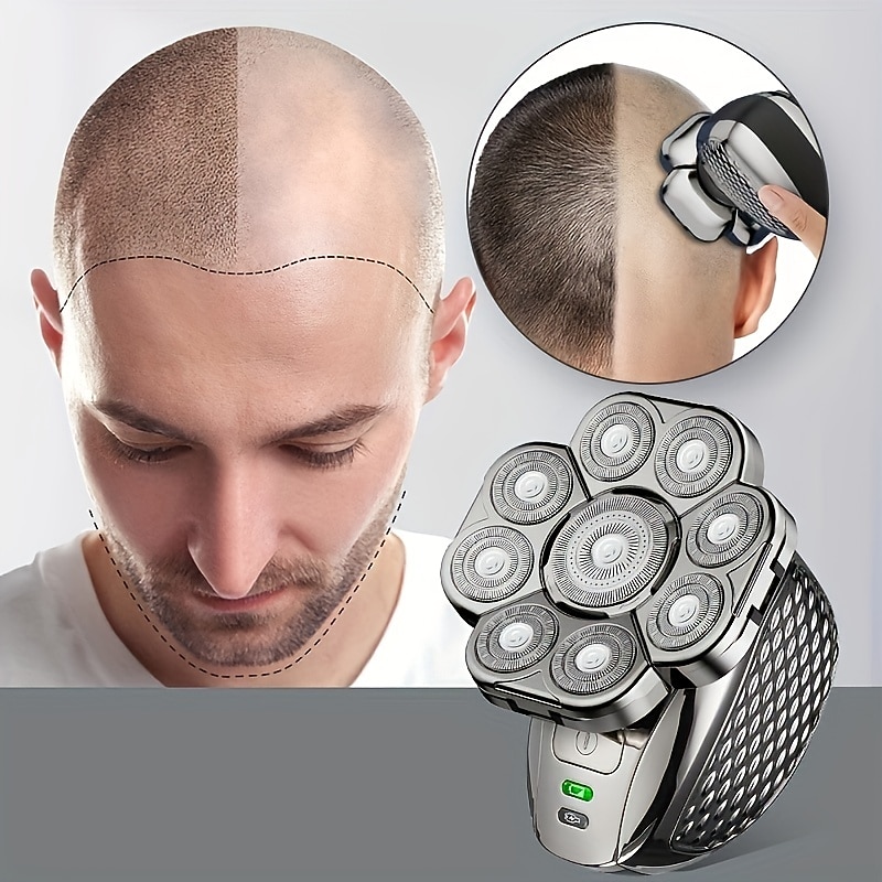 9D Independent Floating Heads Electric Shaver , Head Shaver For Bald Men 5 In 1 Bald Head Razor Grooming Kit, USB Rechargeable Electric Razor For Men, Wet/Dry Bald Head Razor With Rotary Blades, Clippers, Nose Trimmer