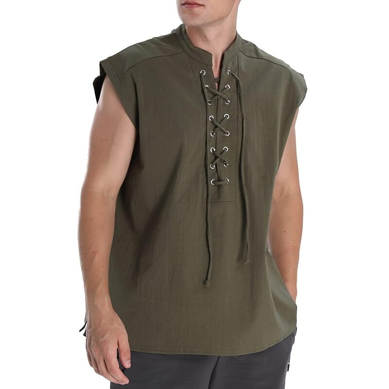 Pirate Viking Retro Vintage Medieval Renaissance Vest T-shirt Men's Costume Vintage Cosplay LARP Shirt Halloween2