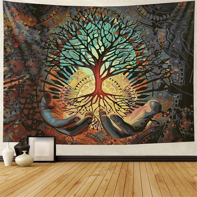 Tree of Life Hanging Tapestry Sun Moon Wall Art Large Tapestry Mural Decor Photograph Backdrop Blanket Curtain Home Bedroom Living Room Decoration3