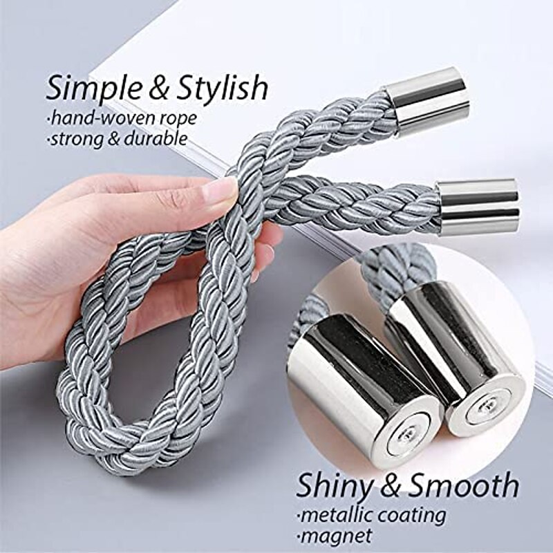 Magnetic Curtain Tie Backs Window,Pearl Beaded Tieback Curtain Holdbacks,Buckles Clip for Home Bedroom Office Decorative Curtain4