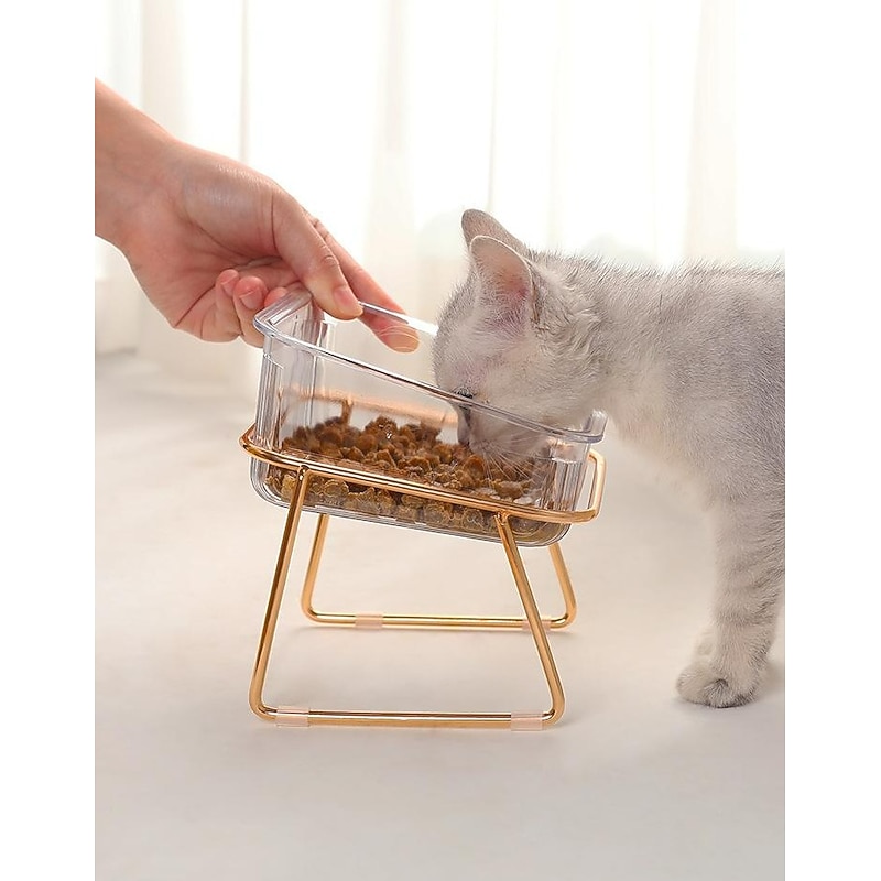Elevated Cat Food Water Bowl,Grass Raised Tilted Pet Feeder and Waterer Protect Pets' Spines,Small Dog Fat Faced Cat Kitten Supplies3