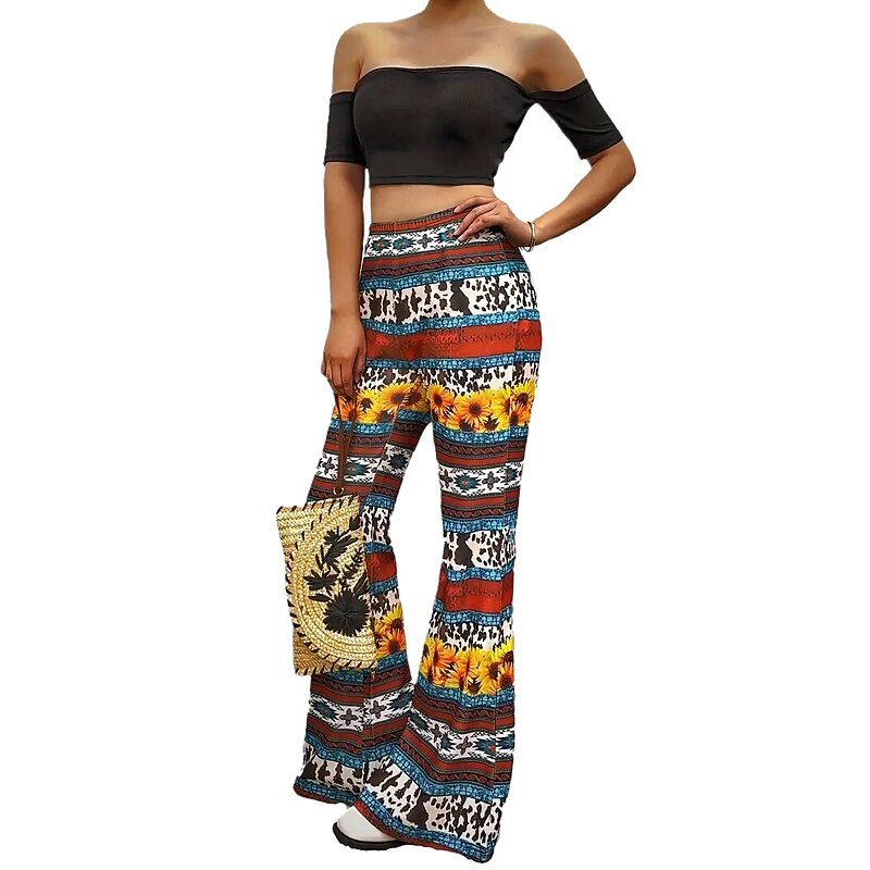 Retro Vintage 1960s 1970s Trousers Bell Bottom Pants Flared Trousers Hippie Fancy Dress Women's Party / Evening Pride Parade Pride Month Adults' Pants2