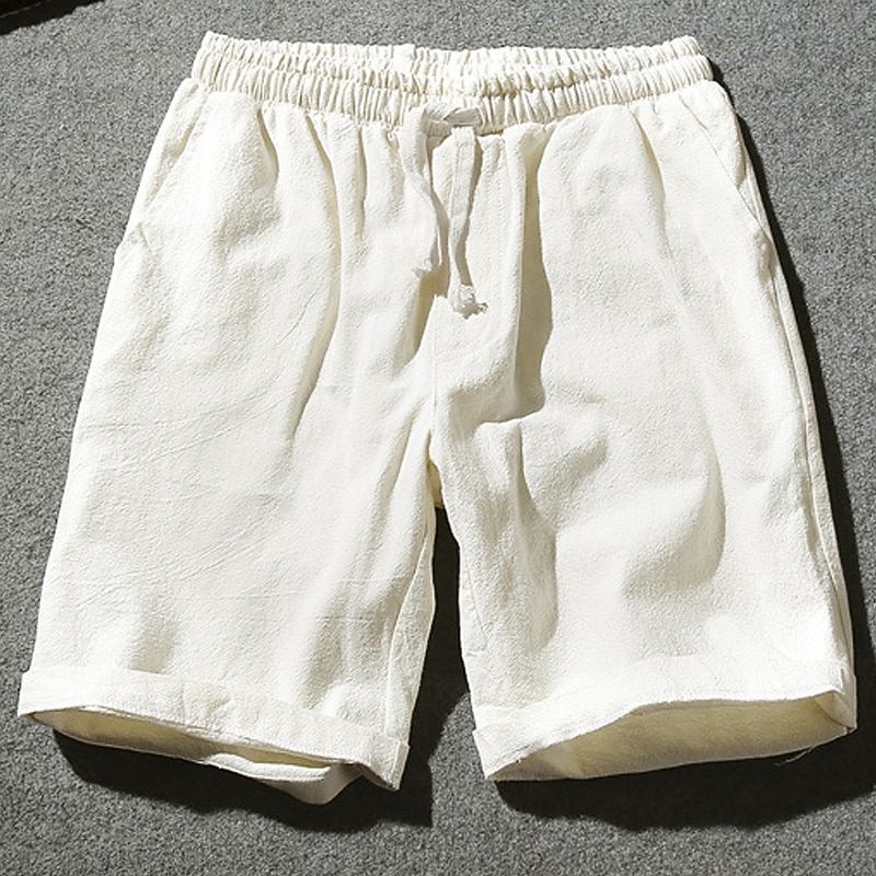 Men's Shorts Summer Shorts Beach Shorts Pocket Drawstring Elastic Waist Plain Comfort Outdoor Daily Going out Fashion Streetwear Black White3