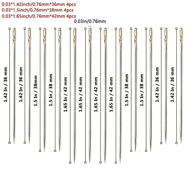 12pcs Blind Needle Elderly Needle-side Hole Hand Household Sewing Stainless Steel Sewing Needless Threading Diy Jewelry White3