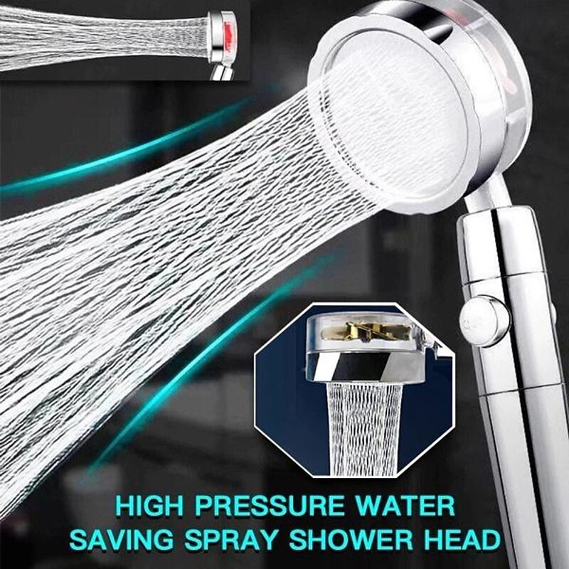 High Pressure Shower Head Water Saving Hand-held Spray Nozzle Turbocharged Shower Head With Small Fan Bathroom Supplies 7
