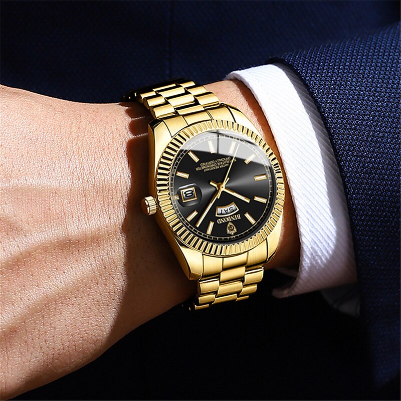 BINBOND Men Quartz Watch Luxury Large Dial Fashion Business Luminous Calendar Waterproof Alloy Watch4