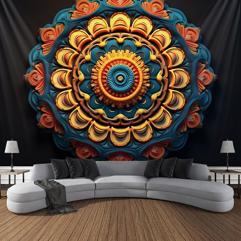 3D Mandala Bohemian Hanging Tapestry Wall Art Large Tapestry Mural Decor Photograph Backdrop Blanket Curtain Home Bedroom Living Room Decoration4