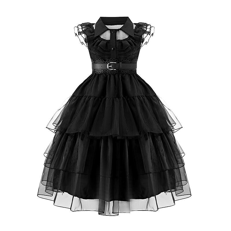 Gothic Horror Dark Academia Cosplay Wigs Tulle Dresses Accessories Set Punk & Gothic Movie Cosplay for Girls' Kid's Carnival Children's Day Masquerade2