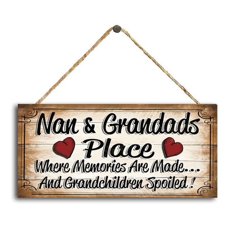 1pc Wooden Plaques With Sayings Nan And Grandads Place Sign Plaque Wall Hanging Sing Hanging Plaques Wall Decor For Home Room Garden Decor