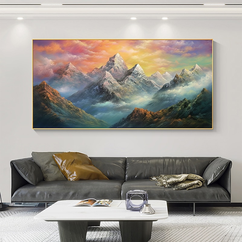 Handmade Oil Painting Canvas Wall Art Decoration Abstract  mountains rivers paintings for Home Decor Rolled Frameless Unstretched Painting3