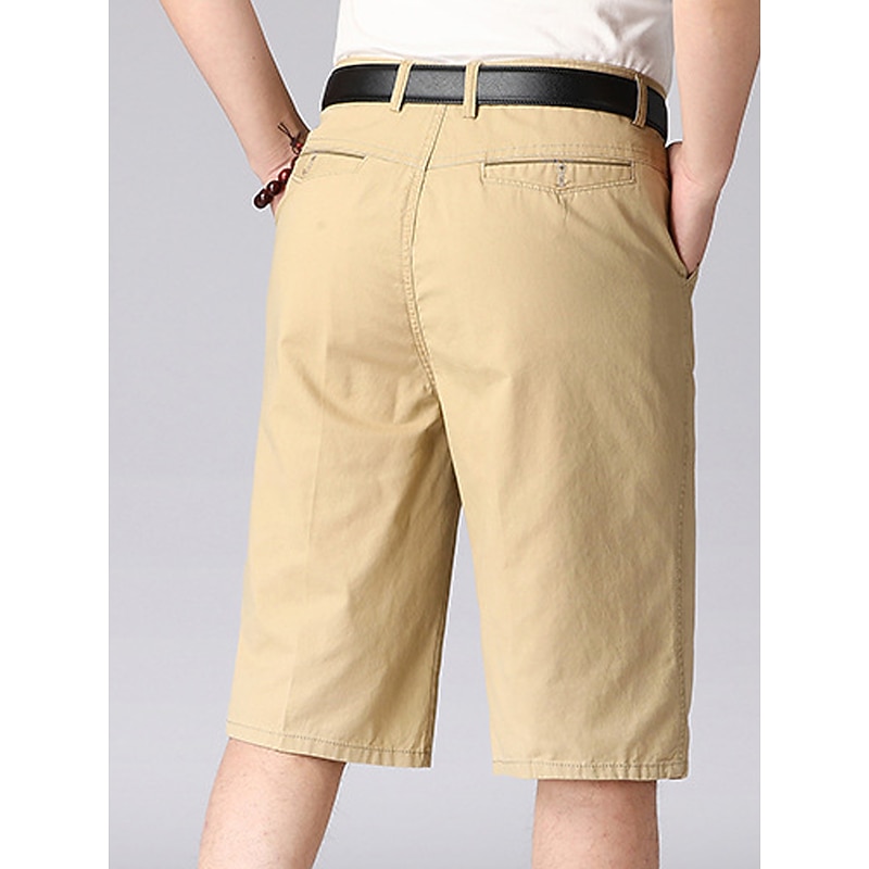 Men's Shorts Chino Shorts Bermuda shorts Work Shorts Pocket Plain Comfort Breathable Business Casual Elegant Vintage Black Yellow Inelastic2