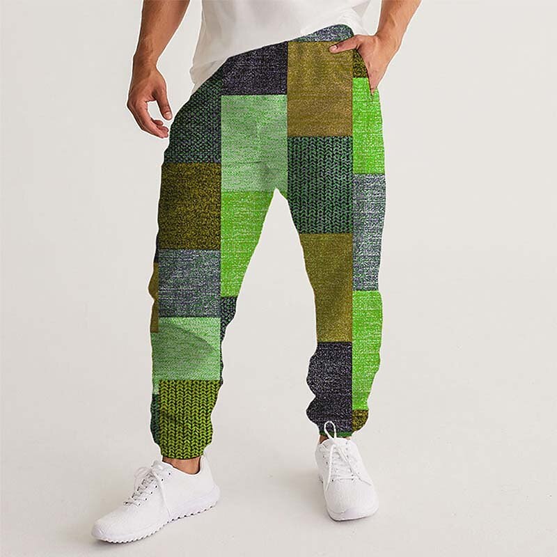 Men's Sweatpants Joggers Trousers Drawstring Side Pockets Elastic Waist Lattice Graphic Prints Tartan Comfort Breathable Sports Outdoor Casual Daily Streetwear Stylish Red Blue Micro-elastic3