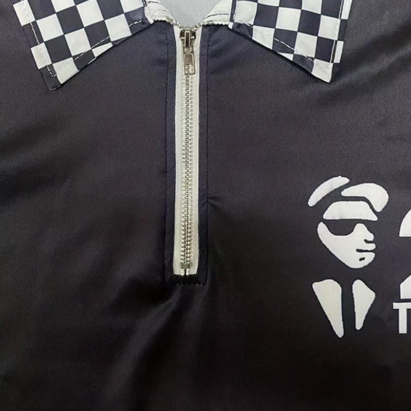 Music Festival Men's Plaid Music Zip Polo Shirts Golf Shirt Short Sleeve Polo Shirts Collared Shirts Casual Vacation Wear Festival Wear Party Outfits 3D Print Quarter Zip Polo Black4