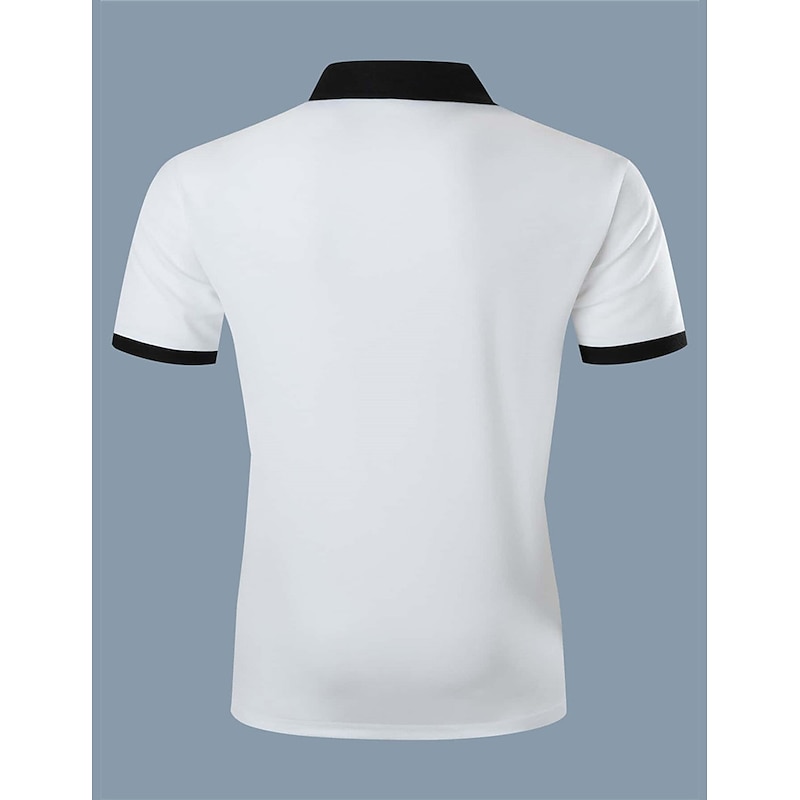 Men's Zip Polo Polo Shirt Outdoor Casual Lapel Quarter Zip Short Sleeve Fashion Basic Color Block Quarter Zip Summer Regular Fit Black White Navy Blue Brown Zip Polo2