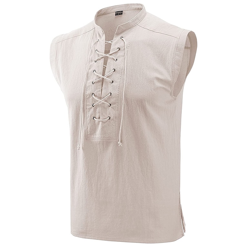 Retro Vintage Medieval Renaissance Blouse / Shirt Headpiece Vest Pirate Knight Ritter Viking Fancy Dress Men's Pirate Masquerade Performance Masquerade Vest Shirt Waist Belt2