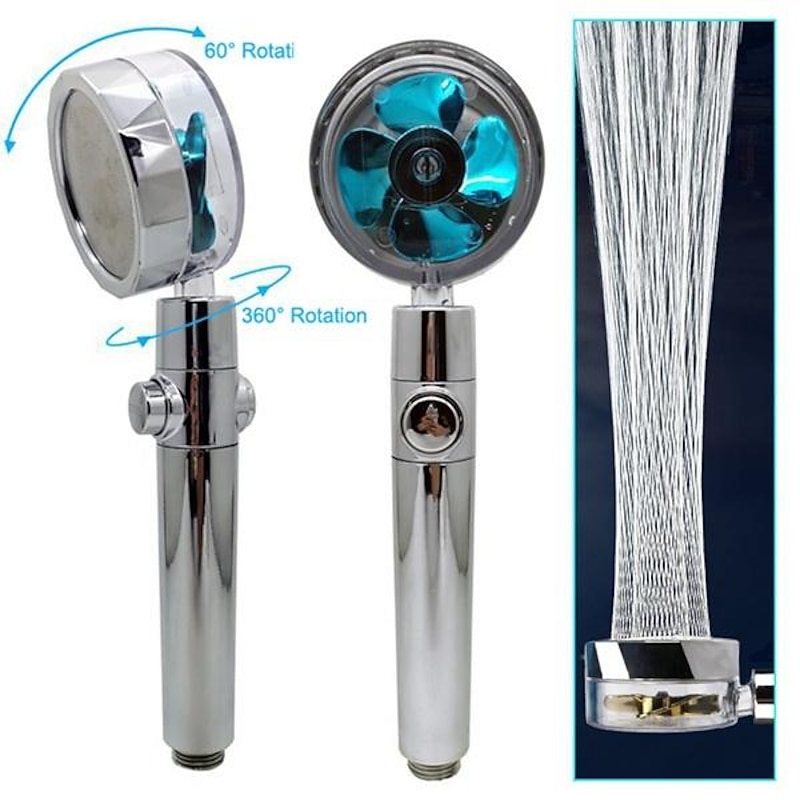High Pressure Shower Head Water Saving Hand-held Spray Nozzle Turbocharged Shower Head With Small Fan Bathroom Supplies4